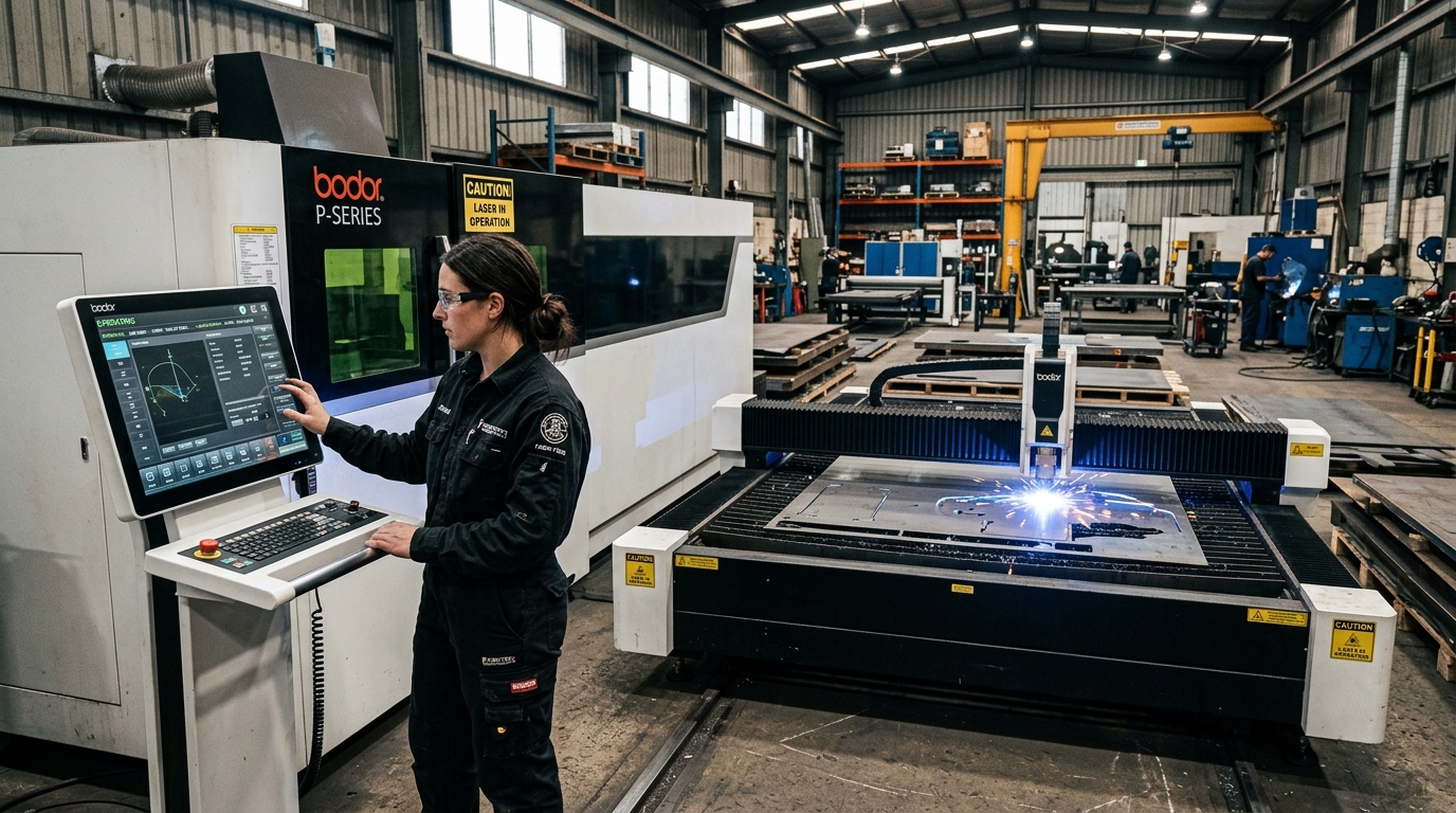ZIGAA Industrial CNC Fiber Laser Machine and Operator